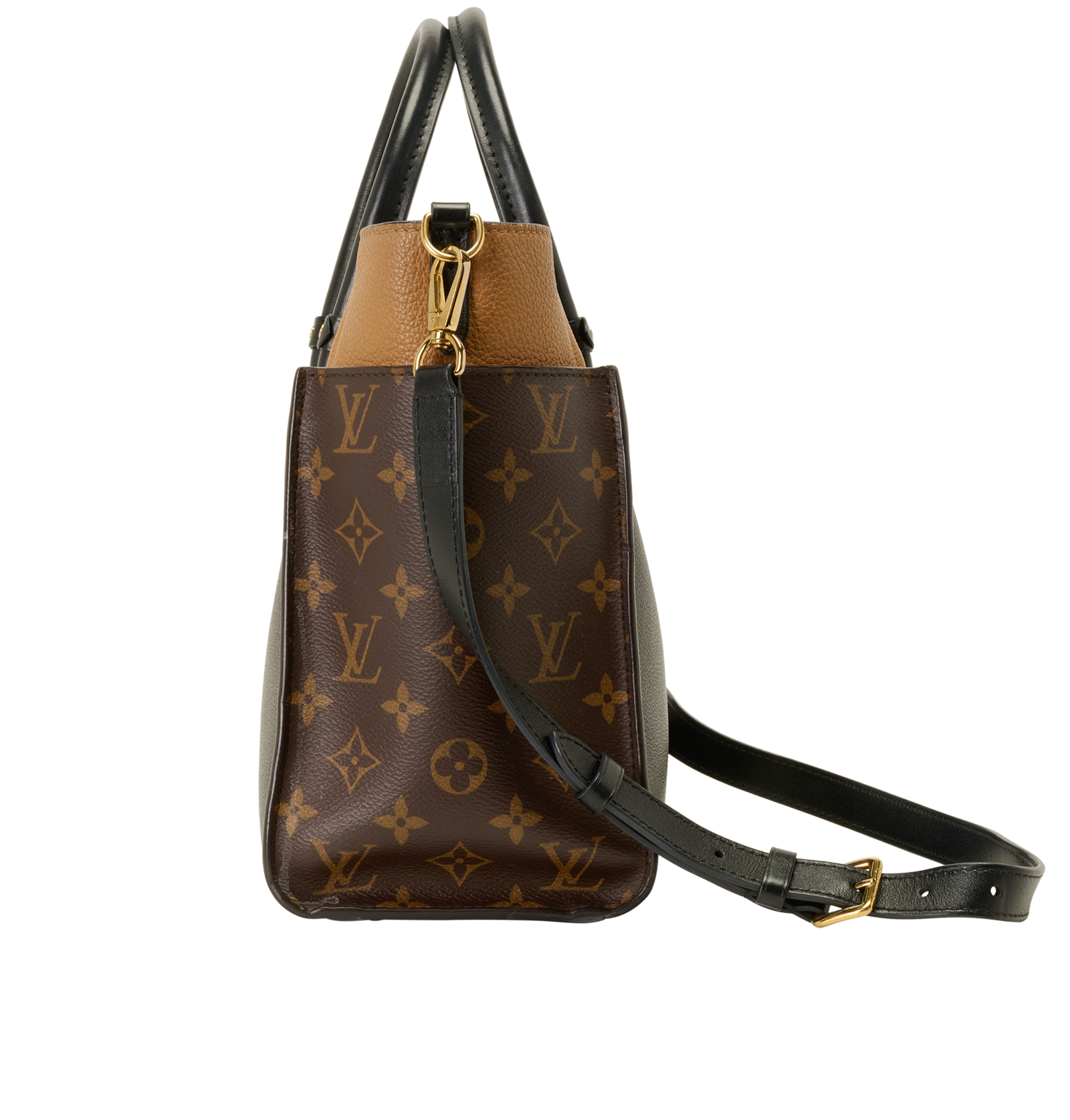 On My Side, &pound;1,800, Handbags, Black/Brown, Canvas/Leather, Bottom view